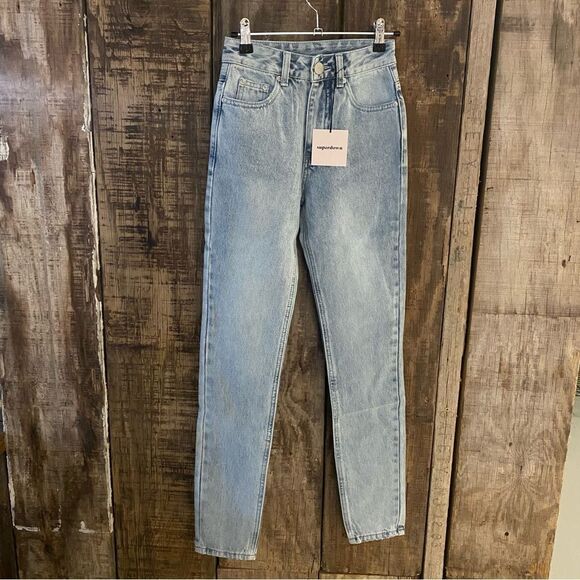 NWT superdown bailee butt slit jeans high rise slim skinny blue Revolve 23 - Picture 8 of 16